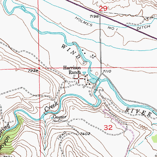 Topographic Map of Harrison Ranch, WY