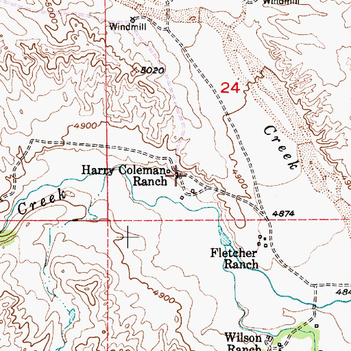 Topographic Map of Harry Coleman Ranch, WY