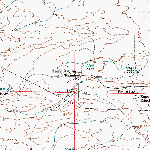 Topographic Map of Harry Dayton Ranch, WY