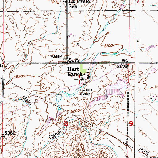 Topographic Map of Hart Ranch, WY