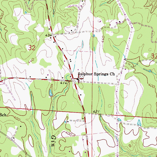 Topographic Map of Sulphur Springs Freewill Baptist Church, AL