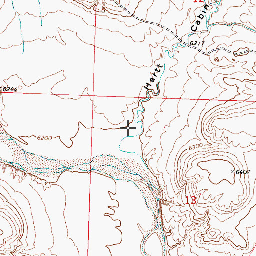 Topographic Map of Hartt Cabin Draw, WY