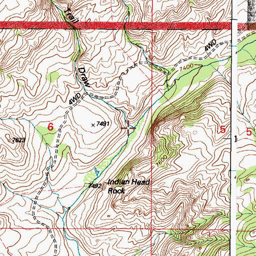 Topographic Map of Harvey Trail Draw, WY