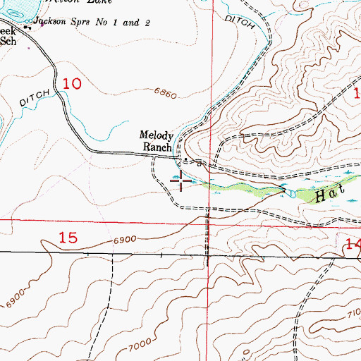 Topographic Map of Hat Creek, WY