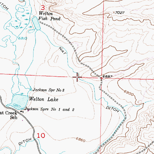 Topographic Map of Hat Ditch, WY