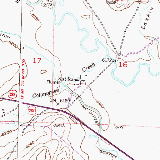 Topographic Map of Hat Ranch, WY
