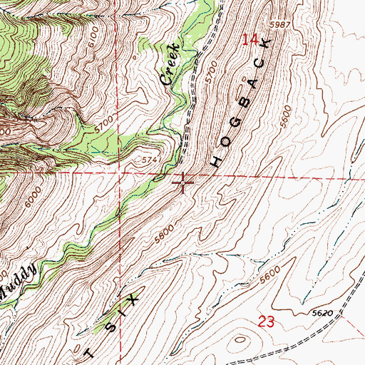 Topographic Map of Hat Six Hogback, WY