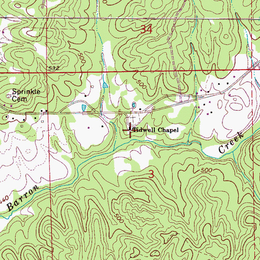 Topographic Map of Tidwell Chapel, AL