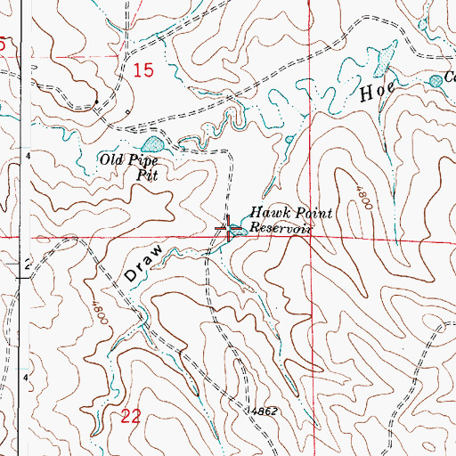 Topographic Map of Hawk Point Reservoir, WY