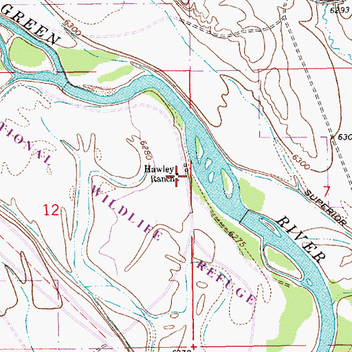 Topographic Map of Hawley Ranch, WY