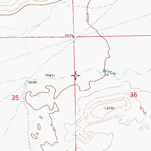 Topographic Map of Hay Ditch, WY