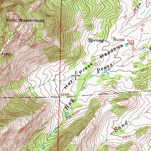 Topographic Map of Hay Press Meadows, WY