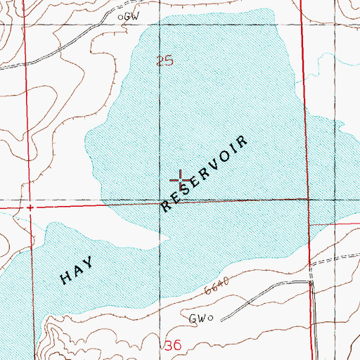 Topographic Map of Hay Reservoir, WY