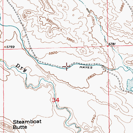 Topographic Map of Hayes Ditch, WY