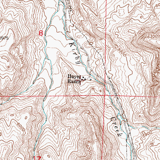 Topographic Map of Hayes Ranch, WY
