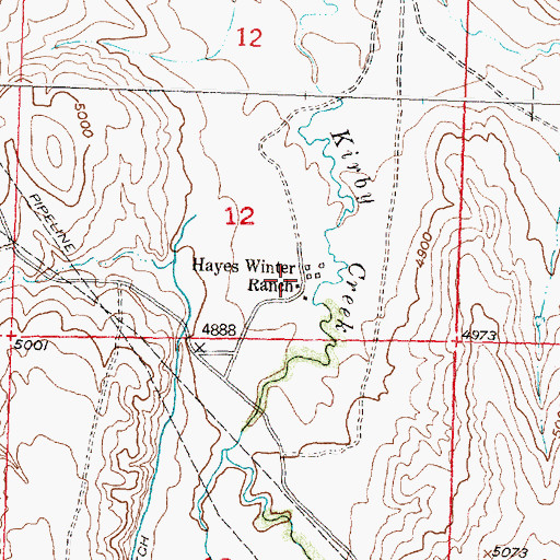 Topographic Map of Hayes Winter Ranch, WY
