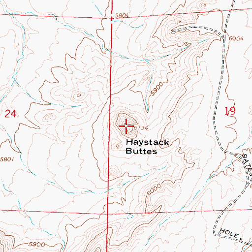 Topographic Map of Haystack Buttes, WY