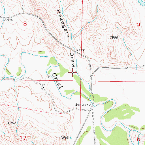 Topographic Map of Headgate Draw, WY