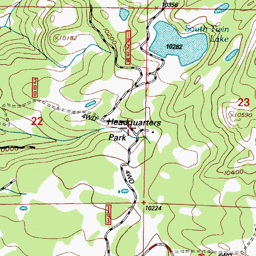 Topographic Map of Headquarters Park, WY