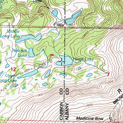 Topographic Map of Heart Lake, WY