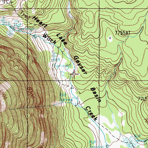 Topographic Map of Heart Lake Geyser Basin, WY
