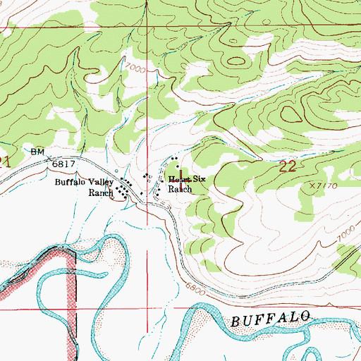Topographic Map of Heart Six Ranch, WY