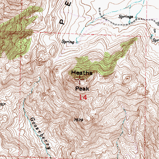 Topographic Map of Heaths Peak, WY