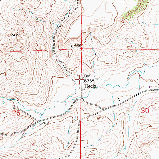 Topographic Map of Hecla, WY