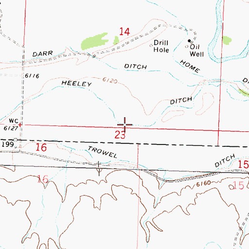 Topographic Map of Heeley Ditch, WY