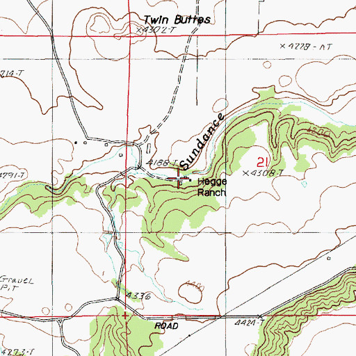 Topographic Map of Hegge Ranch, WY