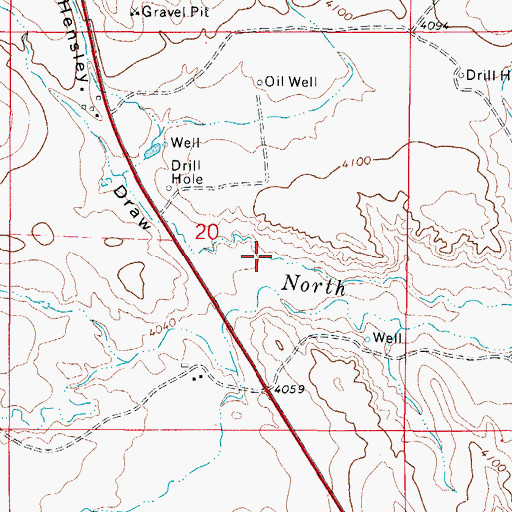 Topographic Map of Hensley Draw, WY