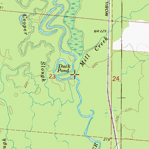 Topographic Map of Wards Mill Creek, AL