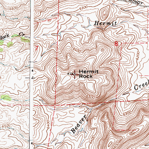 Topographic Map of Hermit Rock, WY