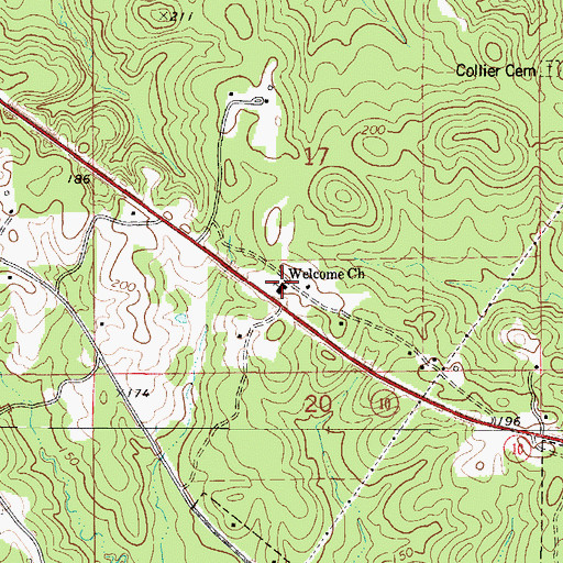 Topographic Map of Welcome Church, AL