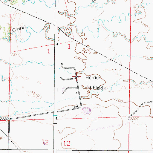 Topographic Map of Herrick Oil Field, WY