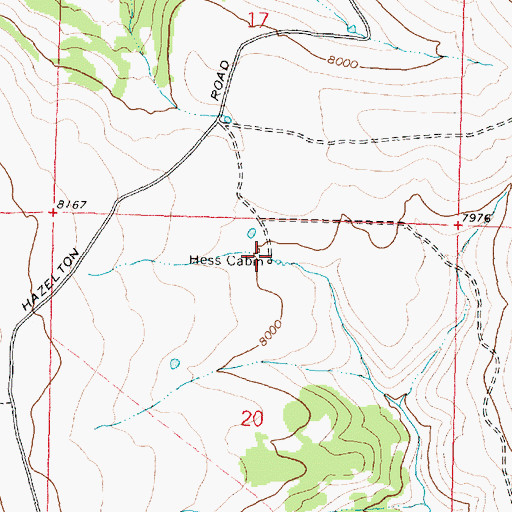 Topographic Map of Hess Cabin, WY