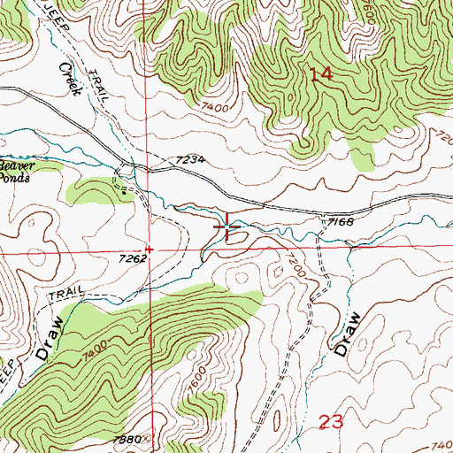 Topographic Map of Hess Creek Draw, WY