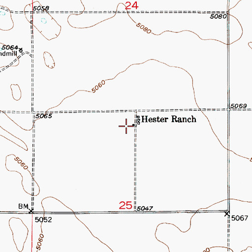 Topographic Map of Hester Ranch, WY