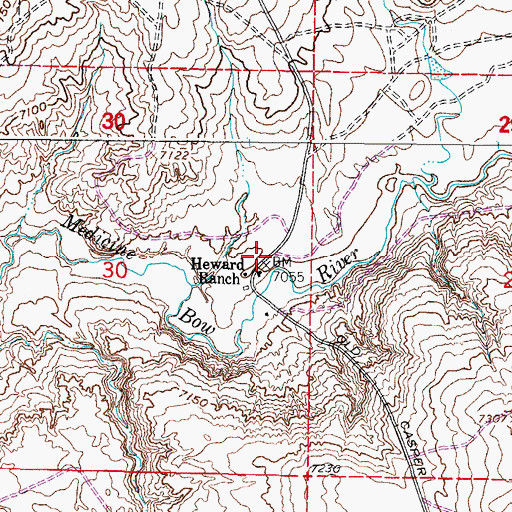 Topographic Map of Heward Ranch, WY