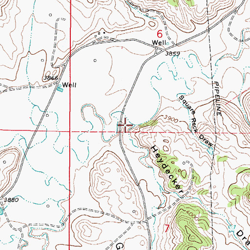 Topographic Map of Heydecker Draw, WY