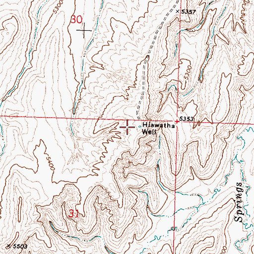 Topographic Map of Hiawatha Well, WY