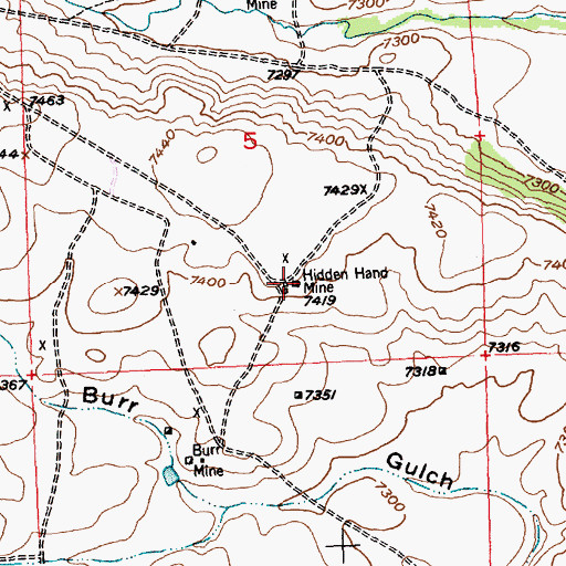 Topographic Map of Hidden Hand Mine, WY