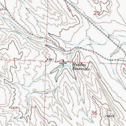 Topographic Map of Hidden Reservoir, WY