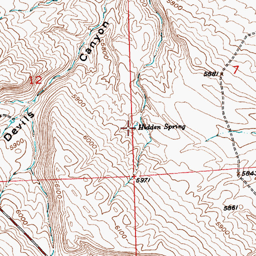 Topographic Map of Hidden Spring, WY
