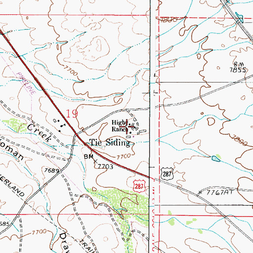Topographic Map of Higby Ranch, WY