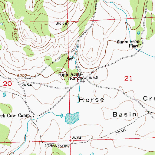 Topographic Map of High Acres Ranch, WY