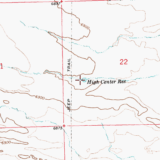 Topographic Map of High Center Reservoir, WY