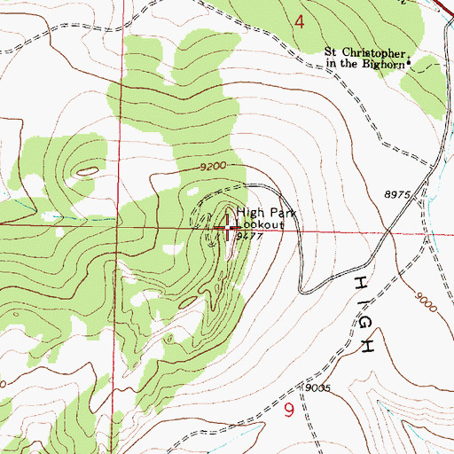 Topographic Map of High Park Lookout, WY