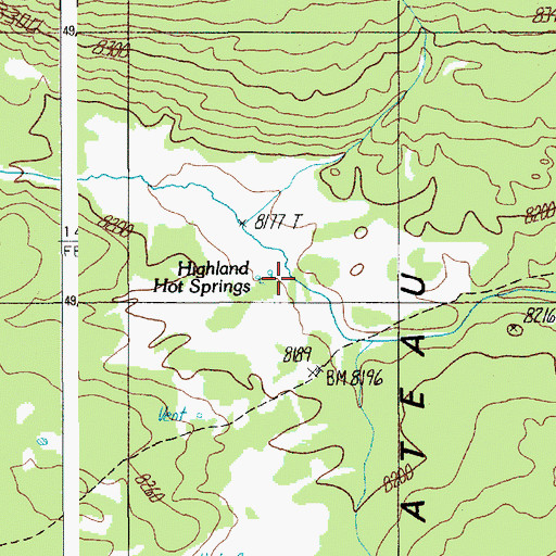Topographic Map of Highland Hot Springs, WY
