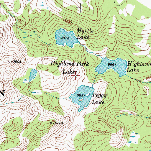 Topographic Map of Highland Park Lakes, WY